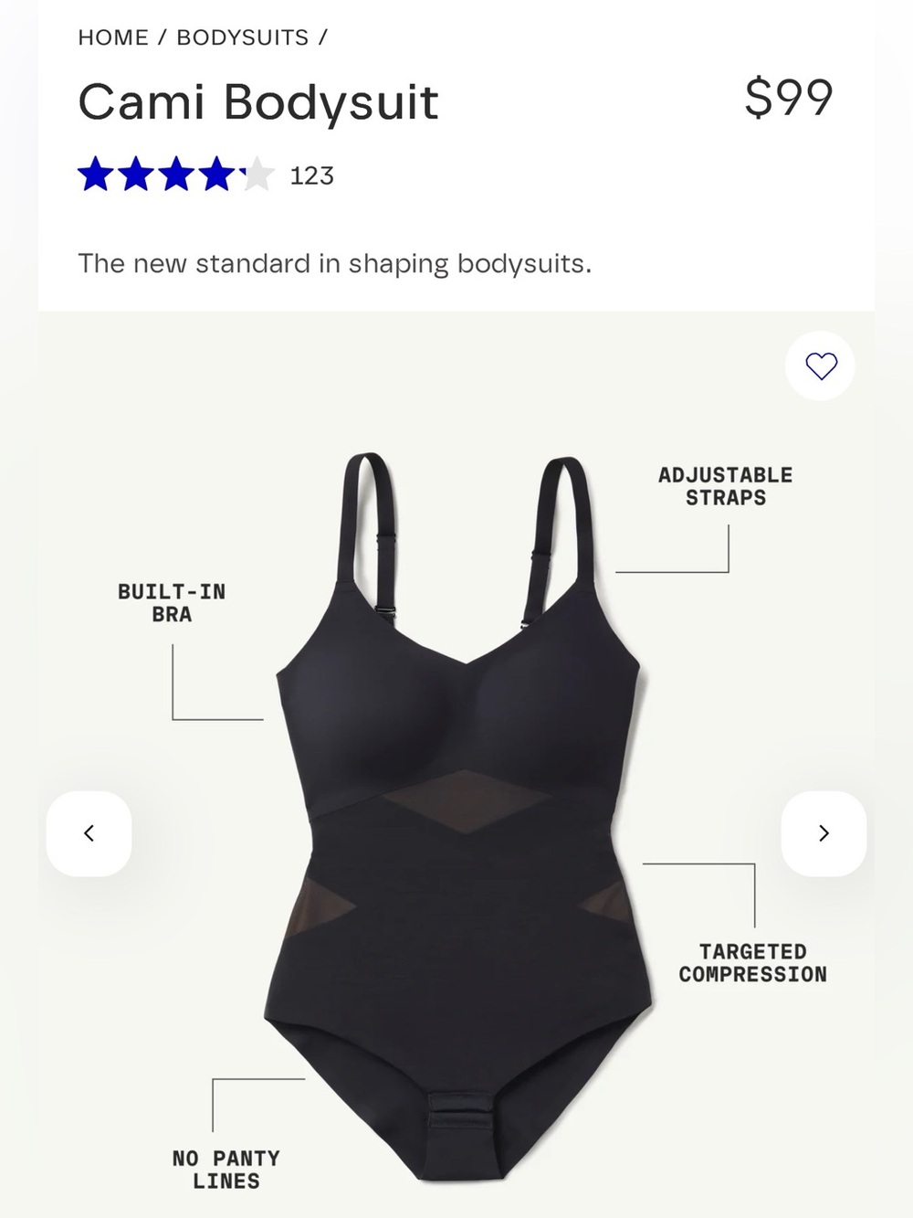 Honeylove Black Cami Bodysuit Shapewear